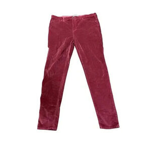 Madewell Pants Womens 34 Tall 10" High Rise Skinny‎ Velvet Burgundy